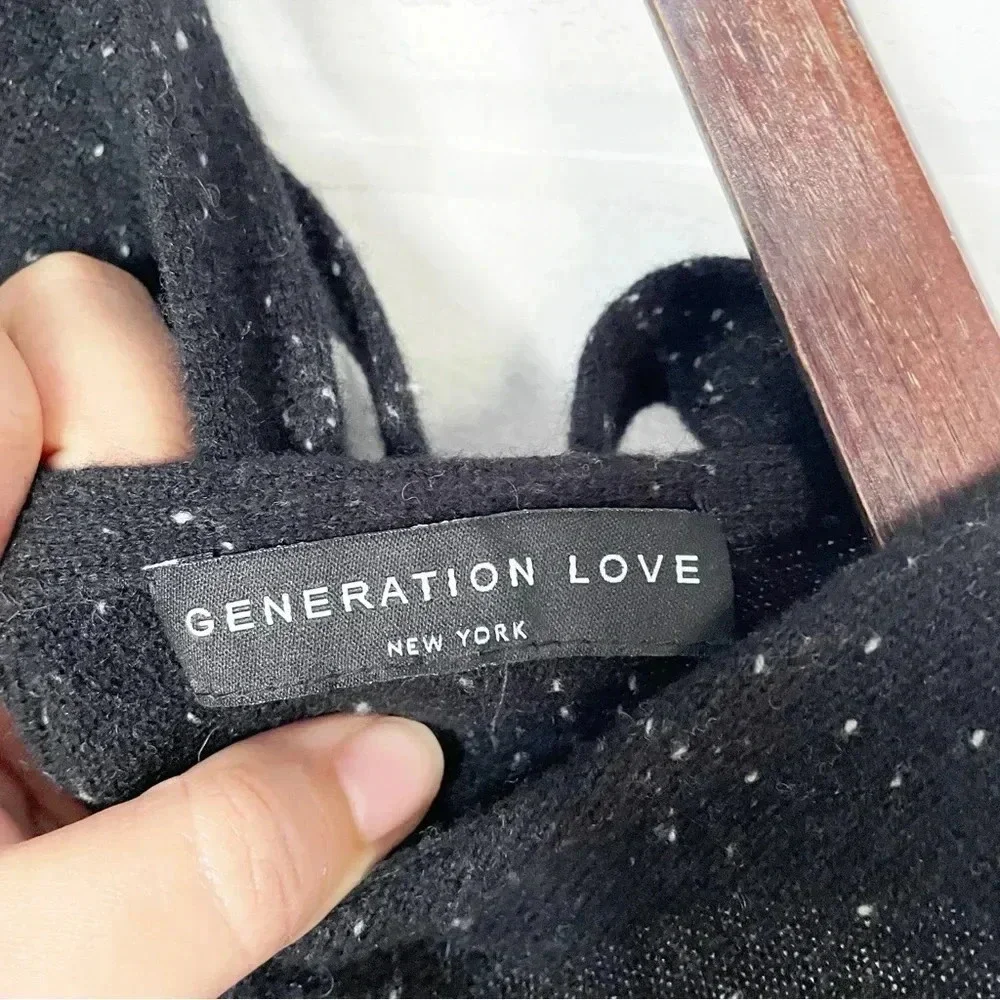 Generation Love Black Speckled Open Shoulders Lattice Back Cashmere Sweater M - Picture 10 of 11